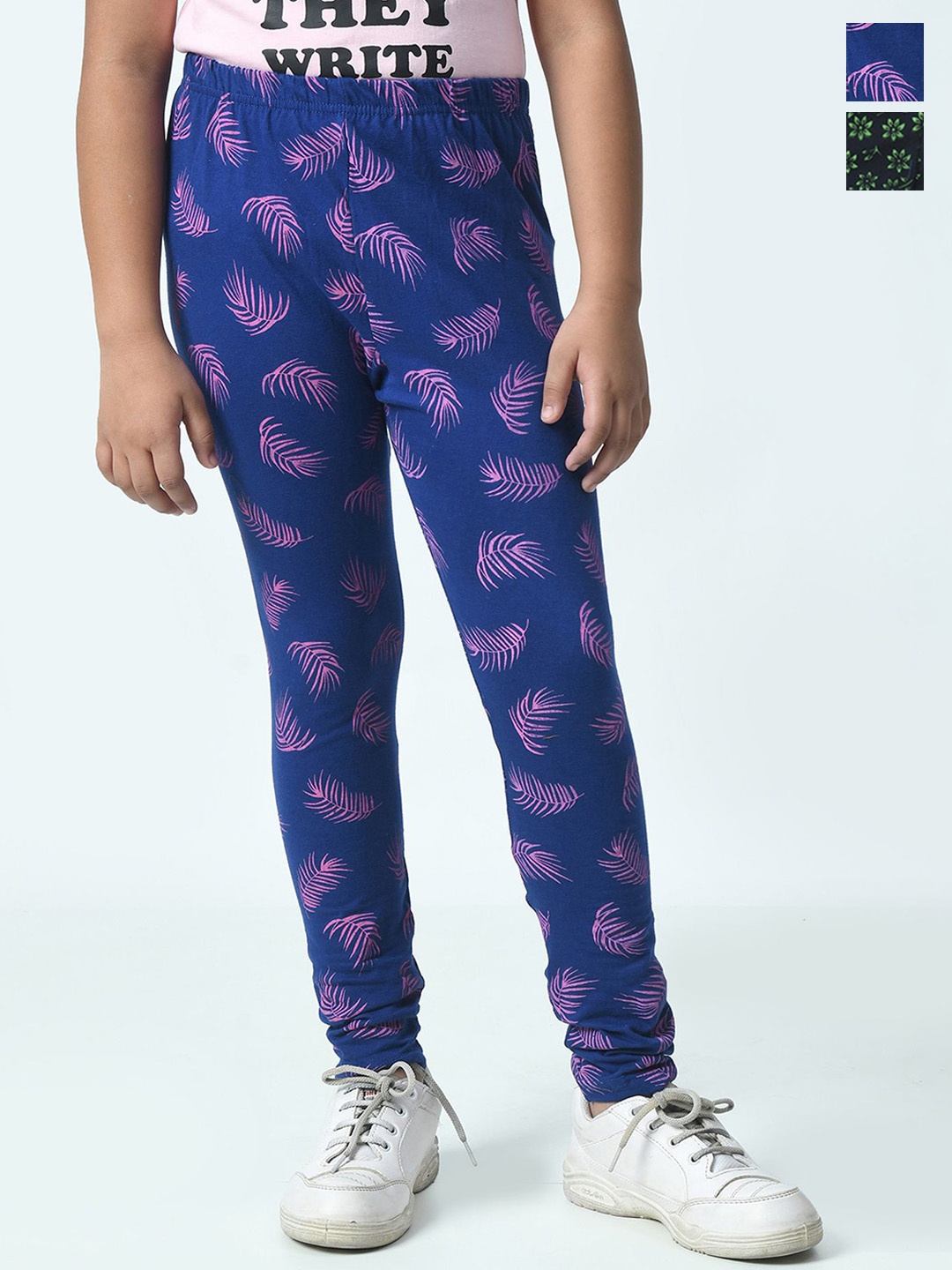 

BAESD Girls Pack Of 2 Printed Pure Cotton Ankle Length Leggings, Blue