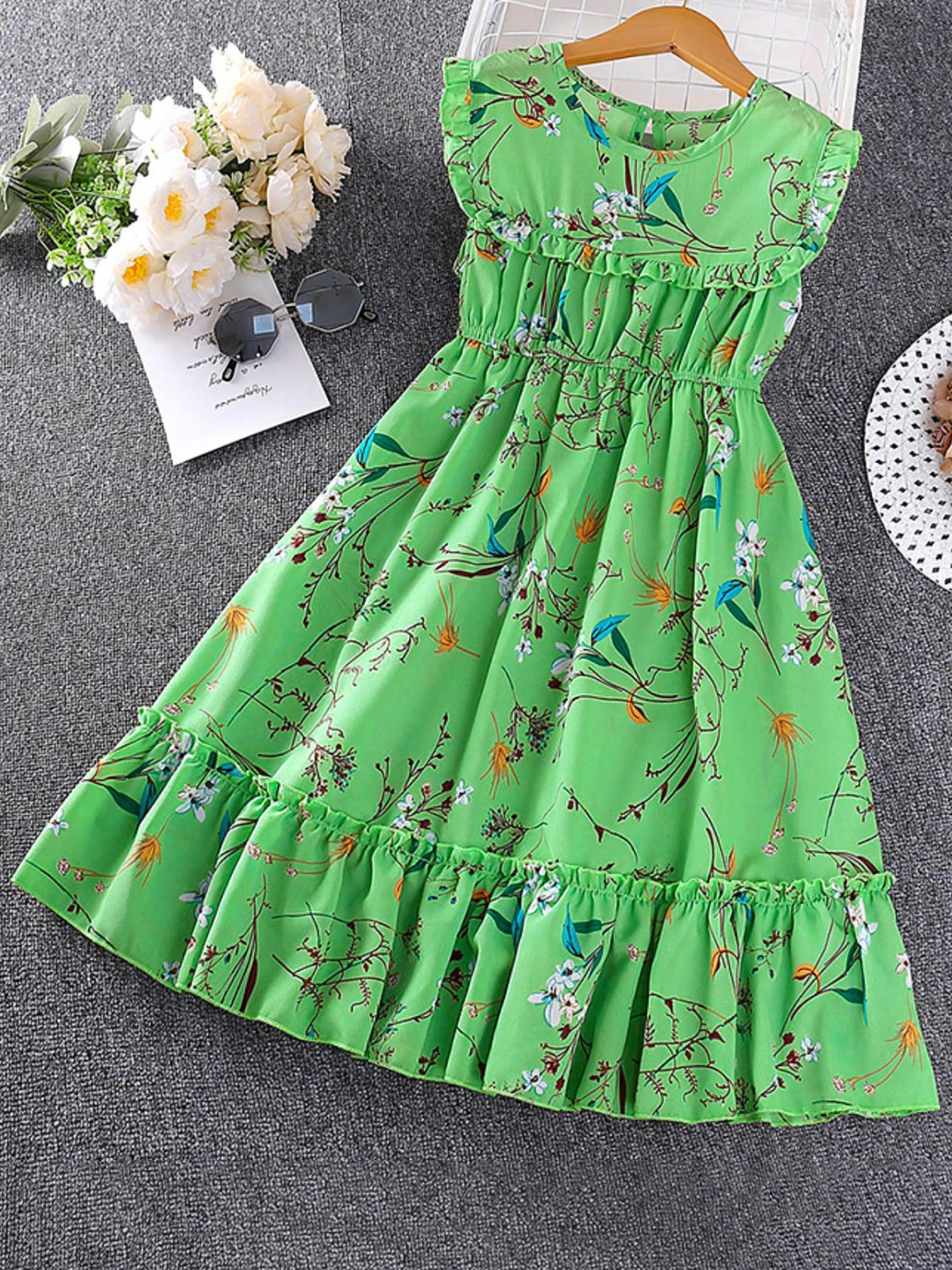 

BAESD Floral Print Maxi Dress, Green