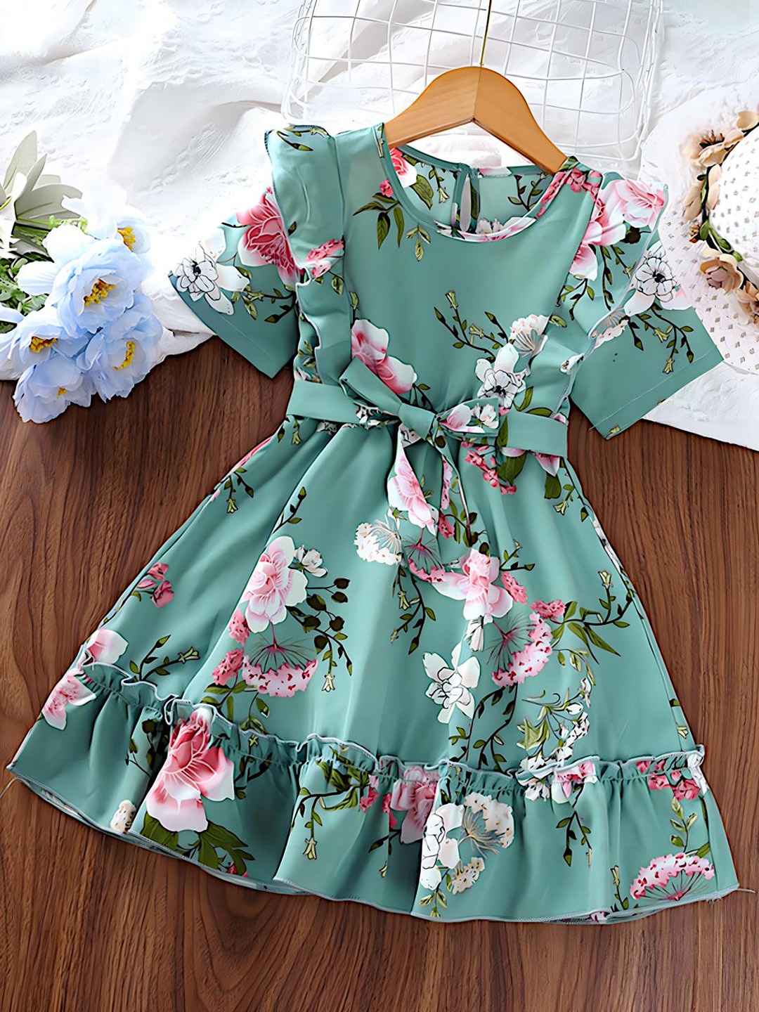 

BAESD Floral Print Fit & Flare Dress, Green
