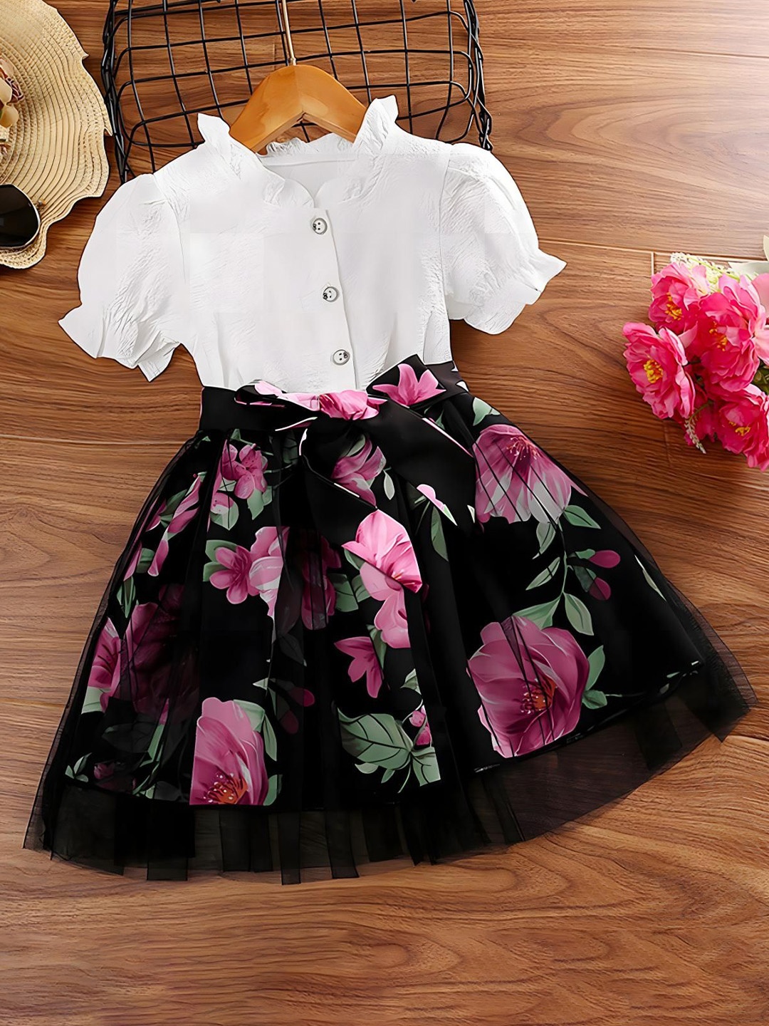 

BAESD Floral Fit & Flare Dress, Black