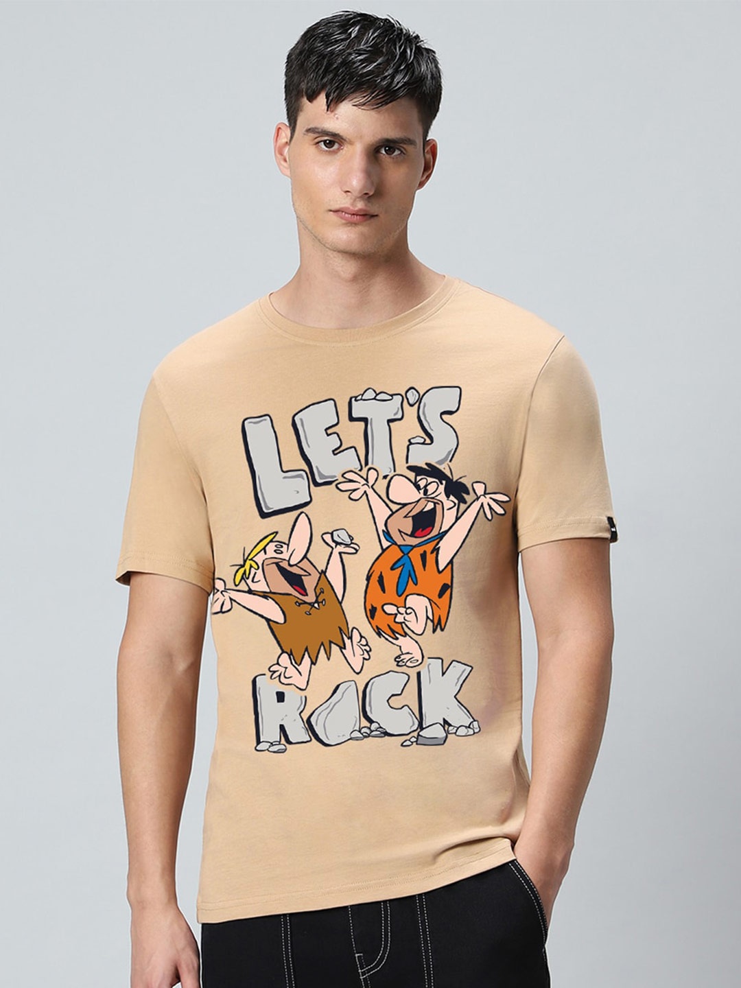 

Bewakoof Men Rock N Roll Graphic Printed T Shirt, Brown