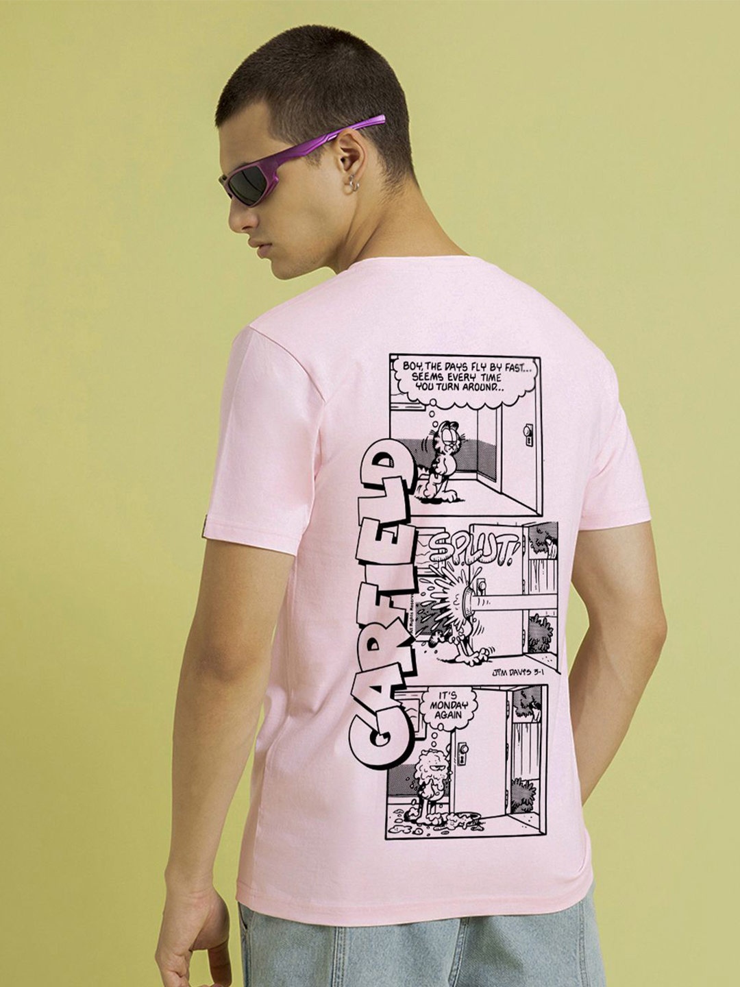 

Bewakoof Men It's Monday Again Graphic Printed T Shirt, Pink
