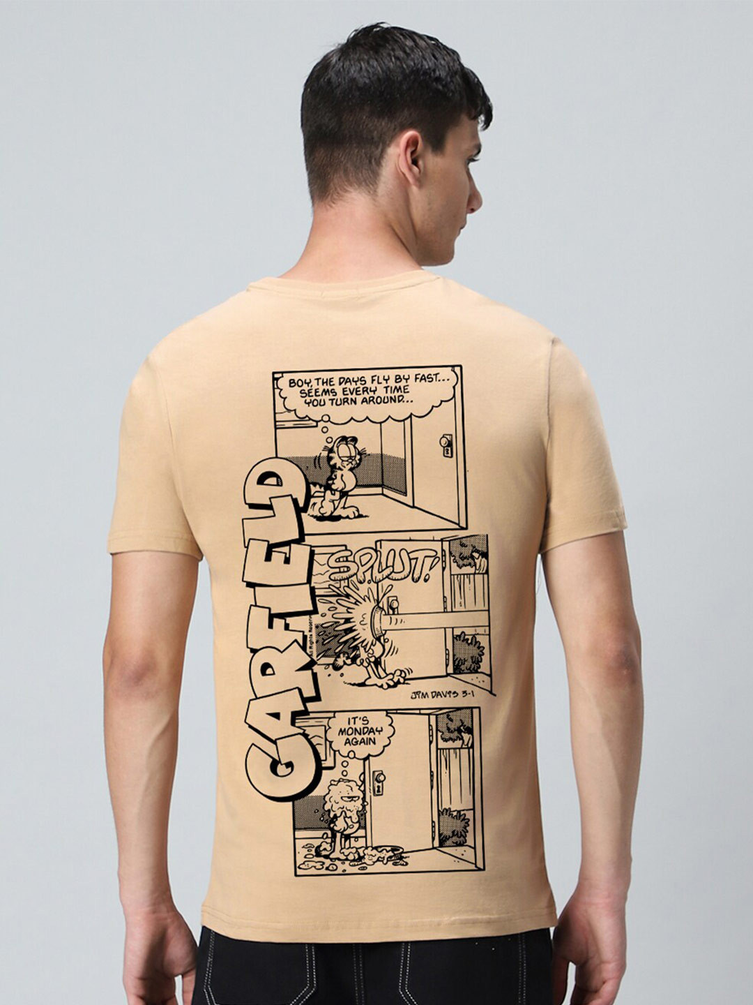 

Bewakoof Men Typography Garfield Printed T-shirt, Brown