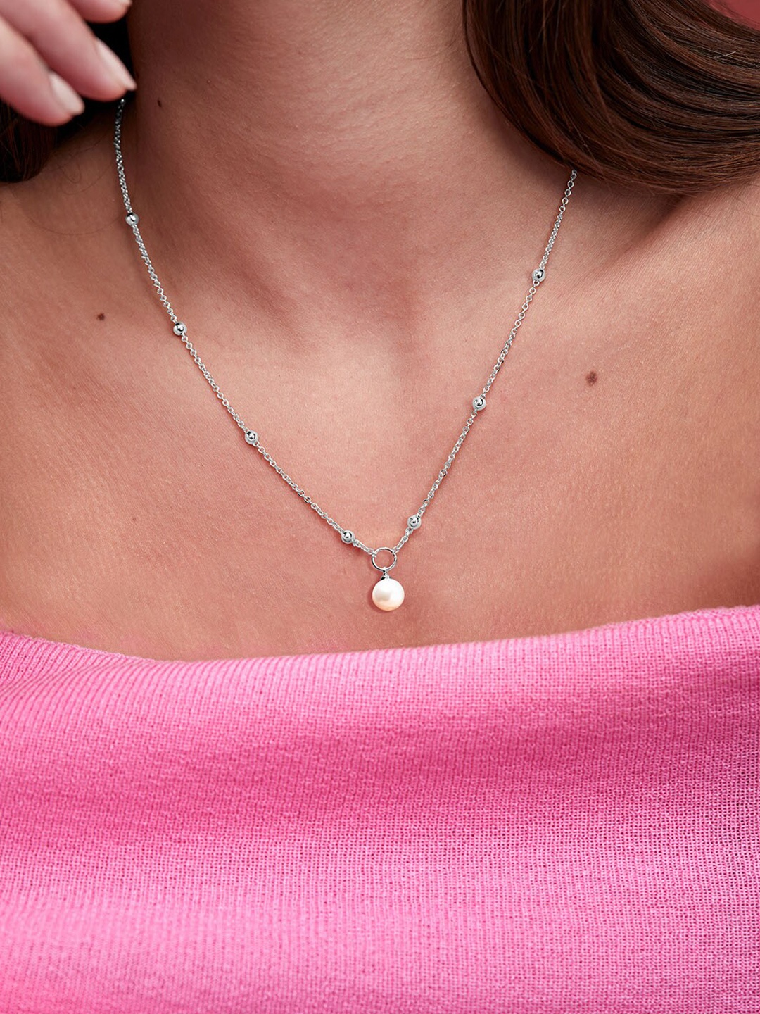 

MINUTIAE Women Brass Silver-Plated Handcrafted Necklace