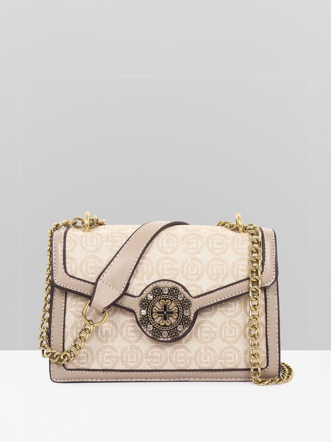 

Filauri Ethnic Motifs PU Swagger Sling Bag, Cream