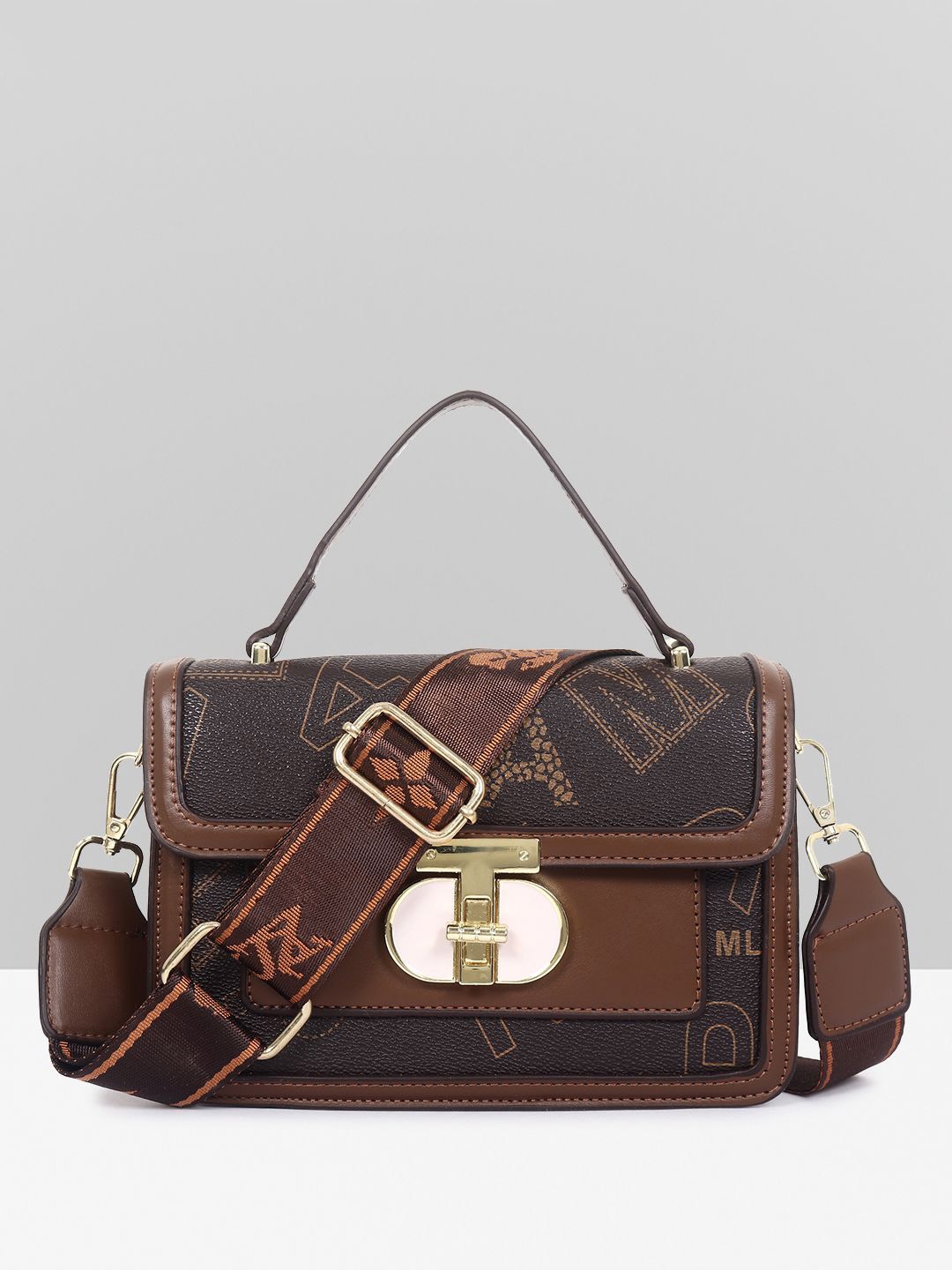 

Filauri Embellished PU Structured Satchel, Brown