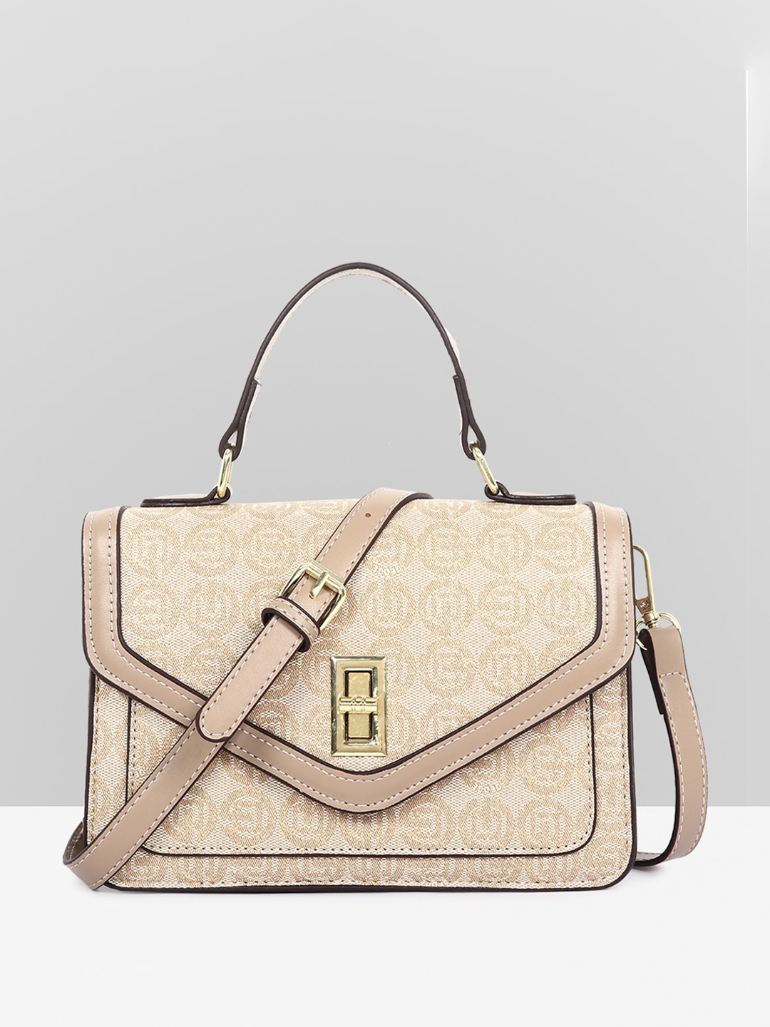 

Filauri Embellished PU Structured Satchel, Beige