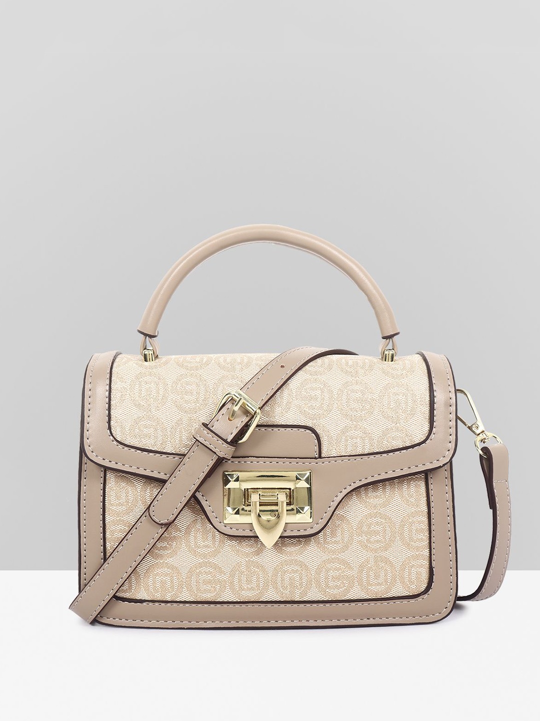 

Filauri Women Textured PU Structured Satchel, Beige