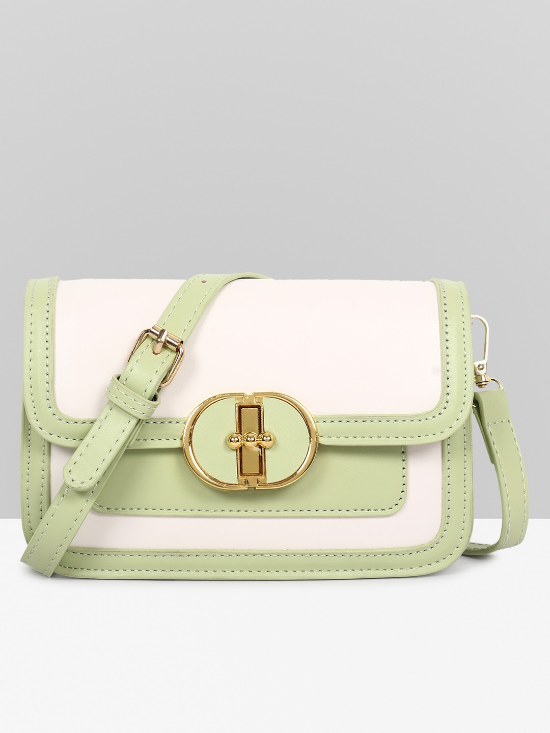 

Filauri Women Colourblocked PU Structured Sling Bag, Green