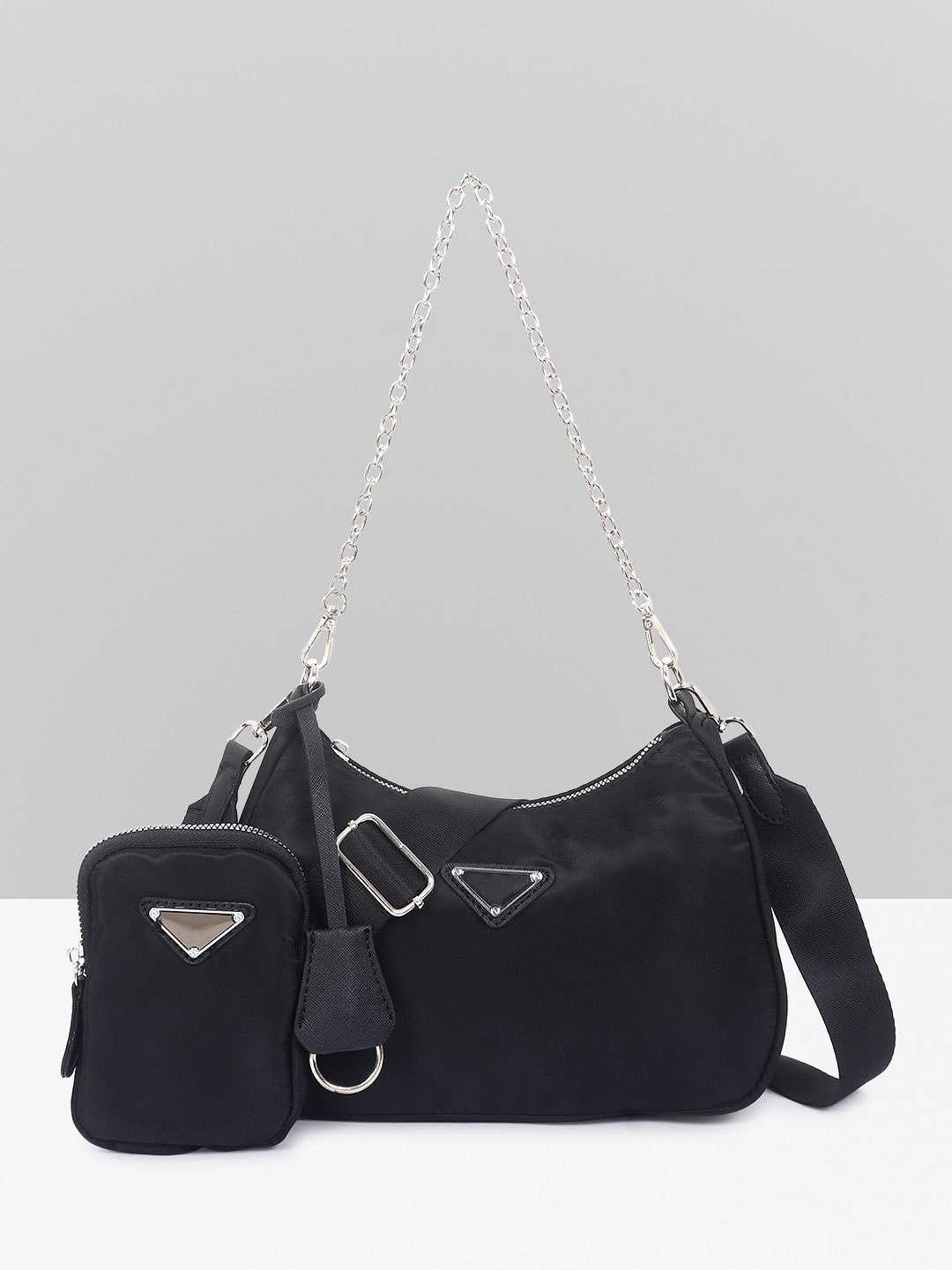 

Filauri Women PU Half Moon Shoulder Bag with Tasselled, Black