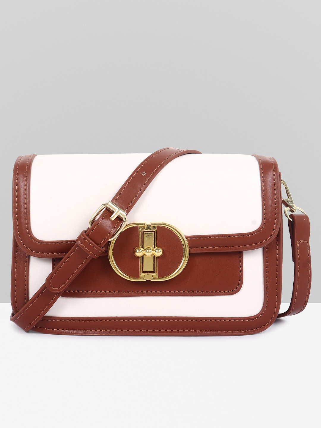 

Filauri Women Colourblocked PU Structured Sling Bag, Brown