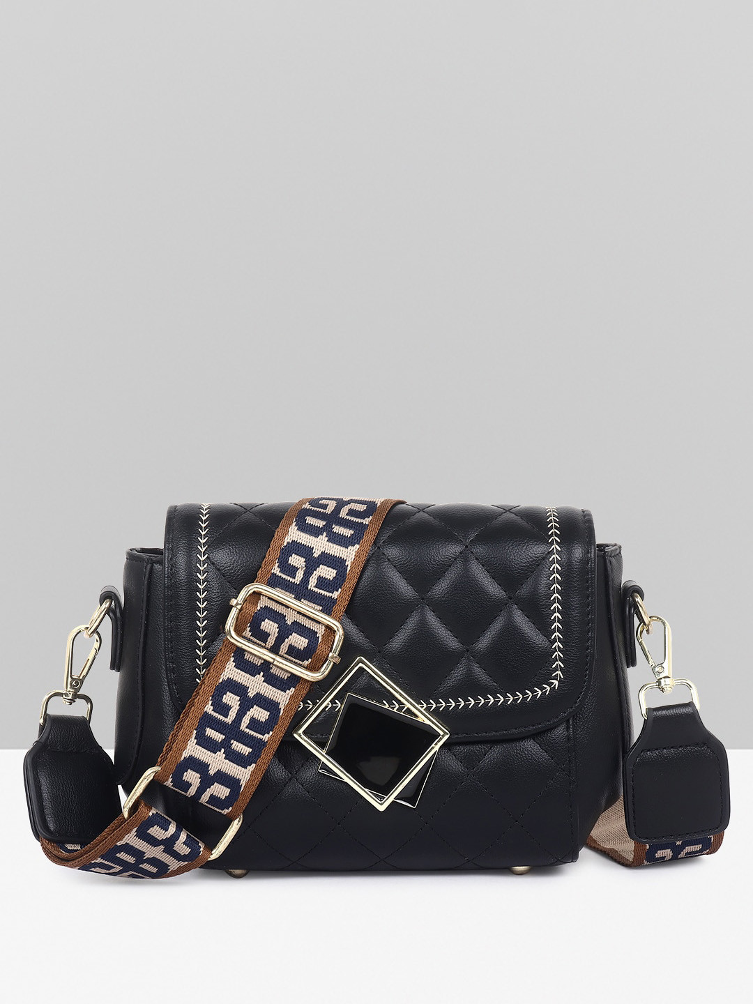 

Filauri PU Structured Sling Bag with Quilted, Black