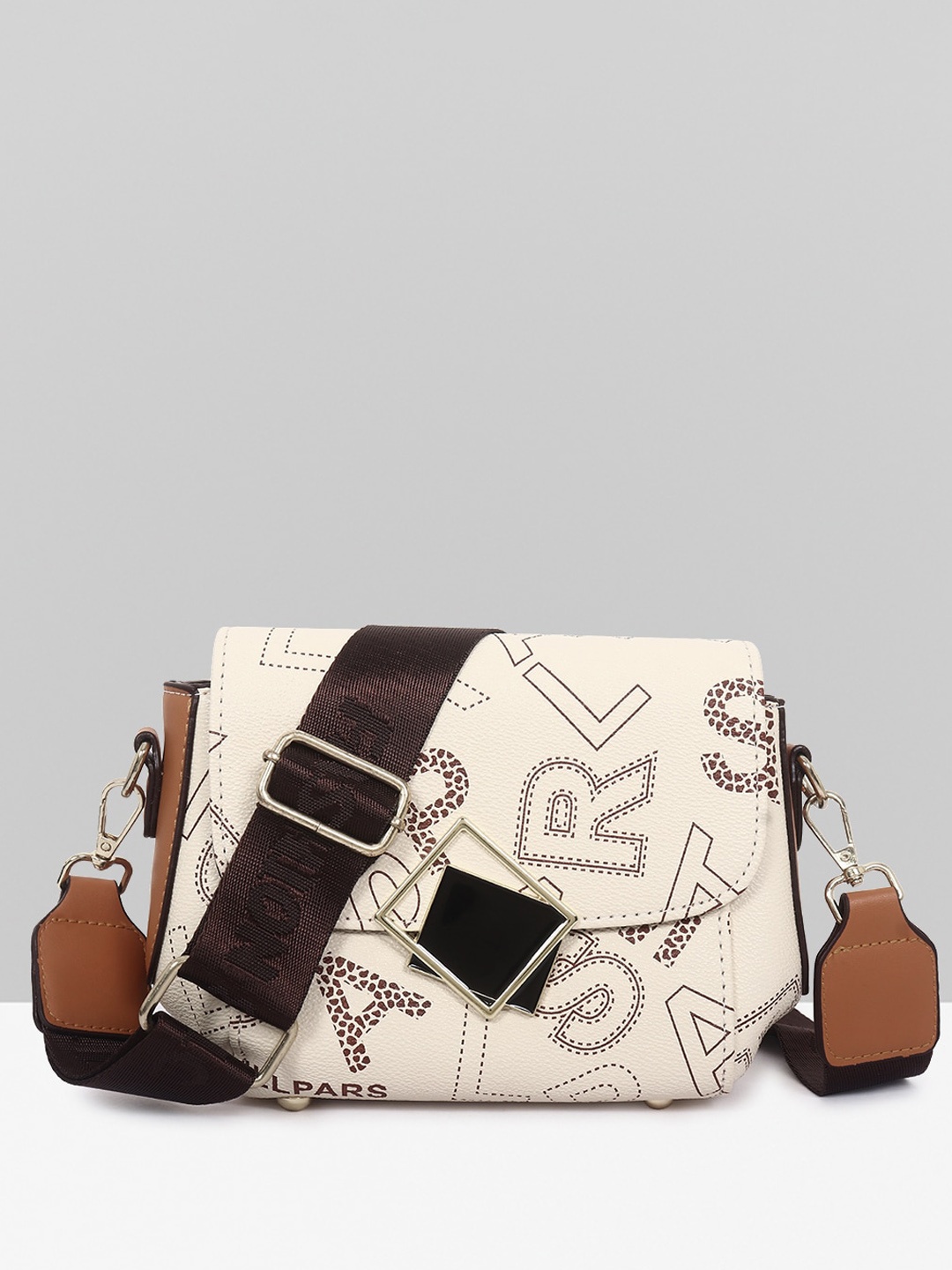 

Filauri Women Printed PU Swagger Sling Bag with Quilted, Cream