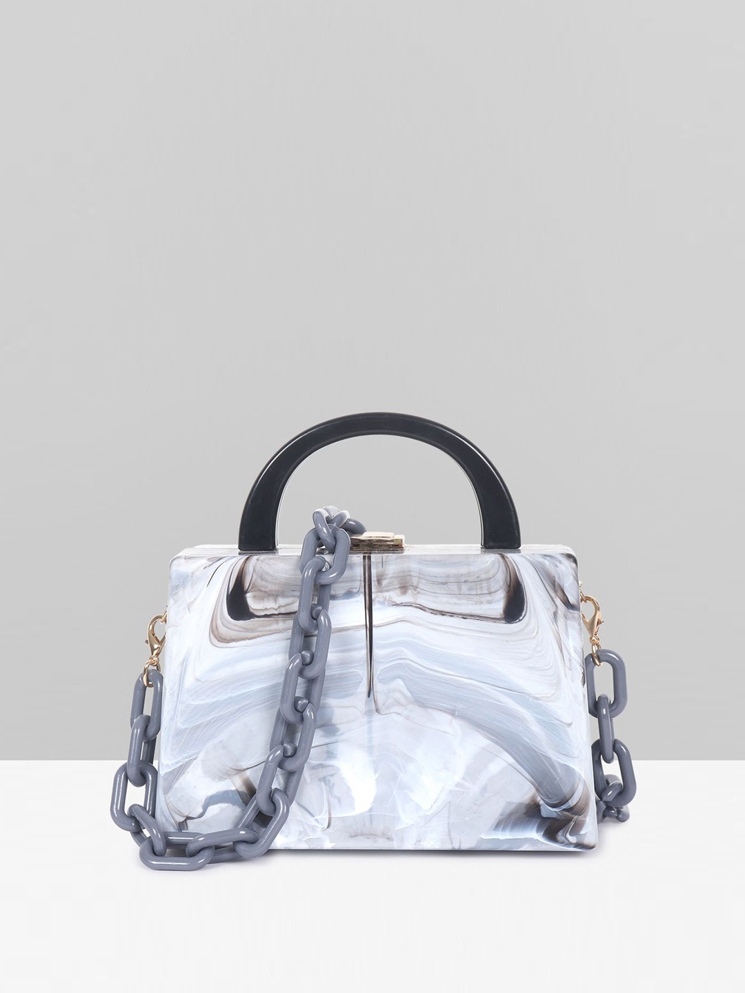 

Filauri Abstract Printed Structured Handheld Bag, Grey