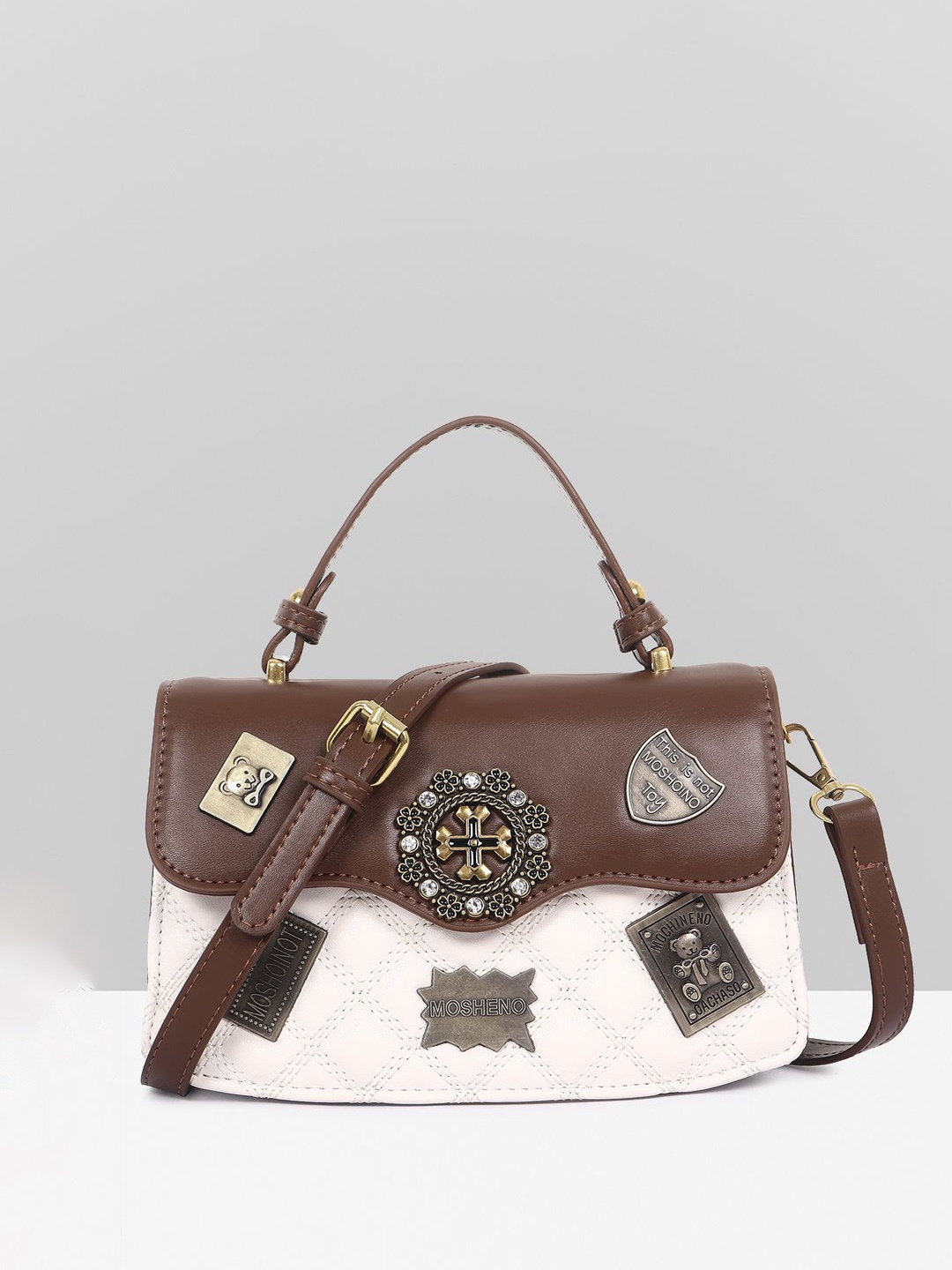 

Filauri Embellished PU Bucket Satchel, White