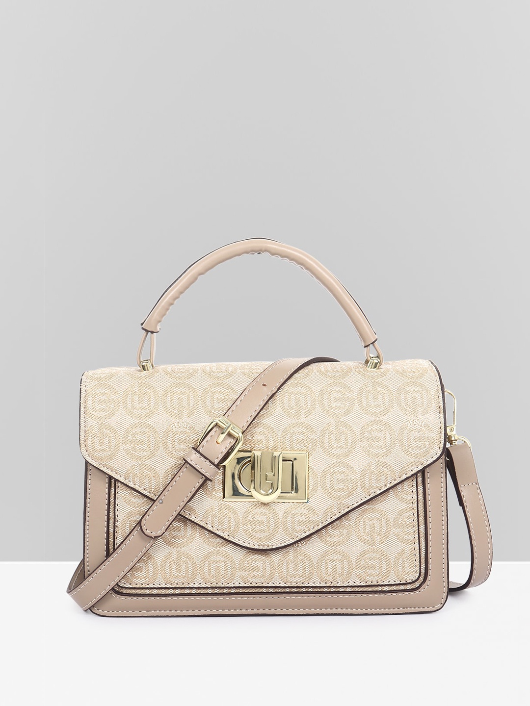 

Filauri Textured PU Structured Satchel with Quilted, Beige