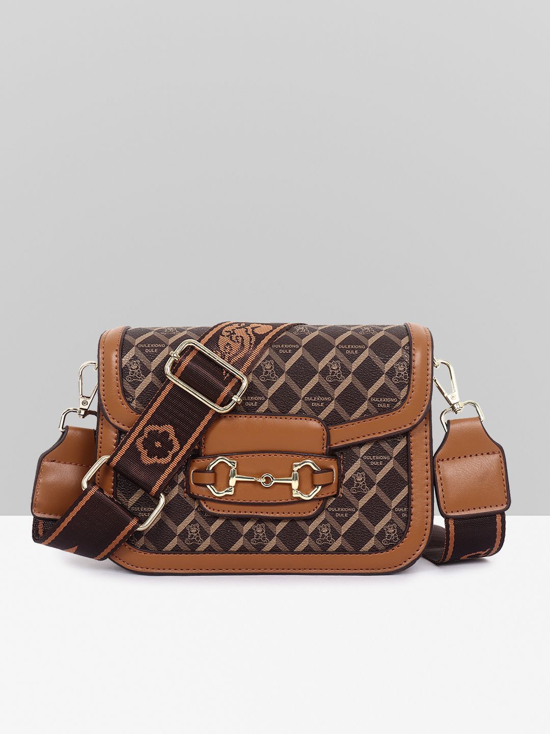 

Filauri PU Structured Sling Bag with Cut Work, Brown