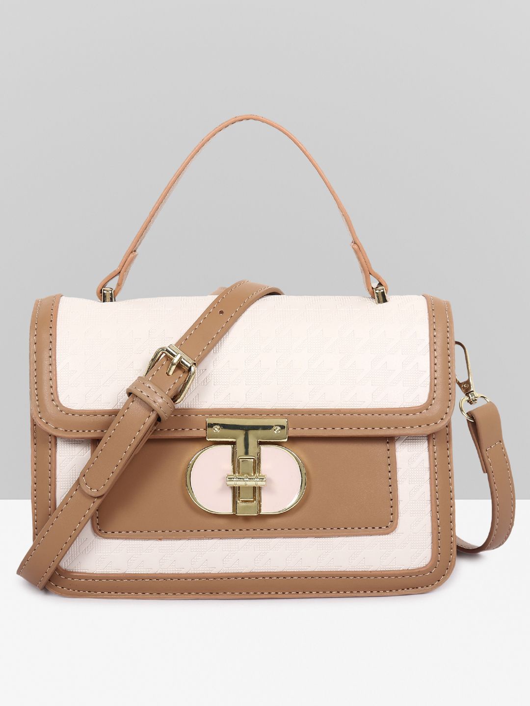 

Filauri Colourblocked PU Structured Satchel, Brown