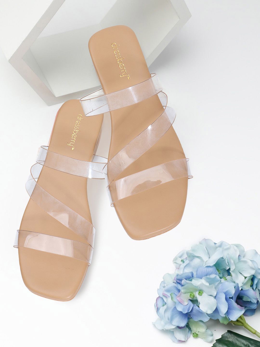 

DressBerry Women Open Toe Flats, Beige