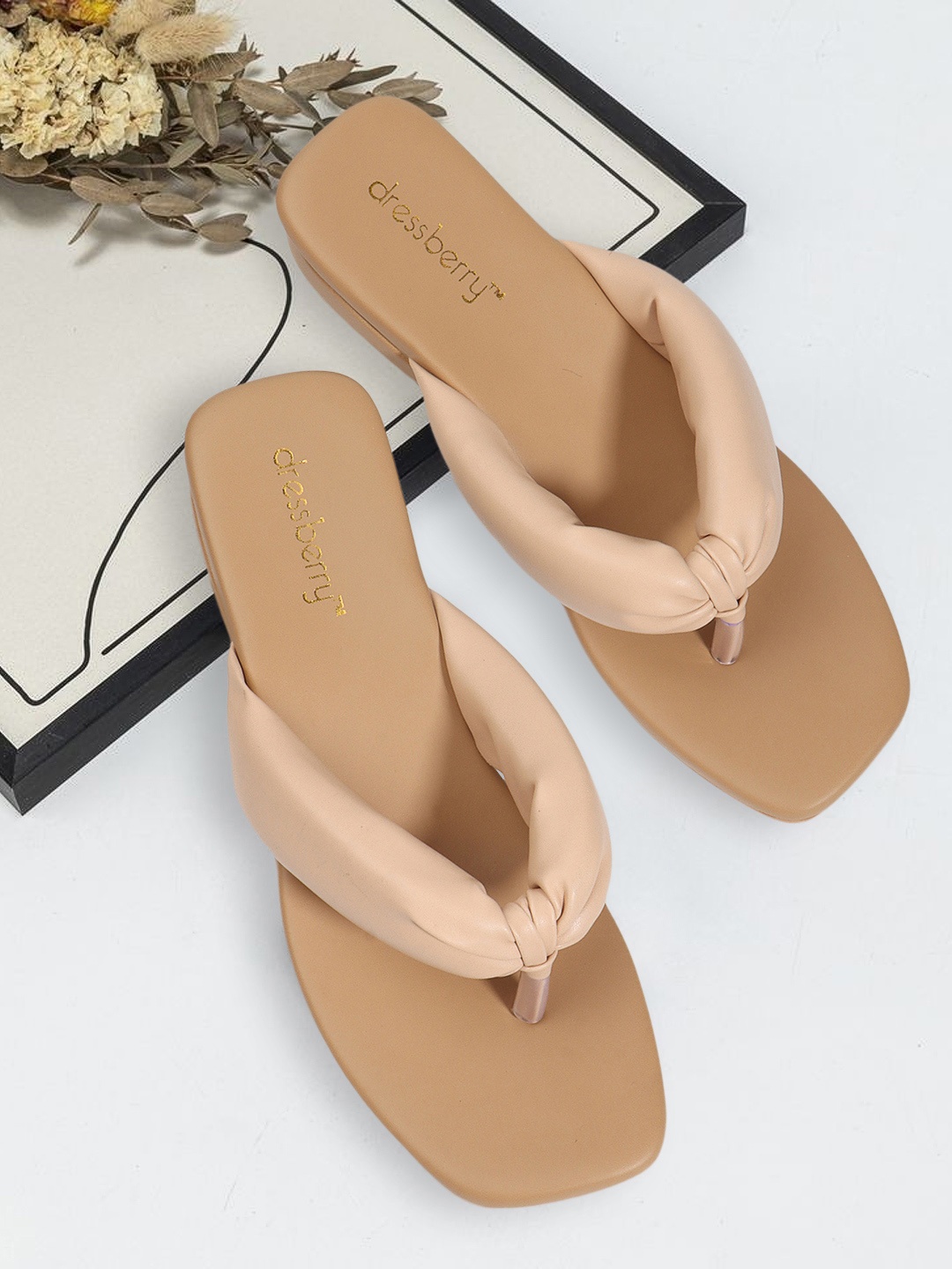 

DressBerry Nude Coloured Open Toe Flats