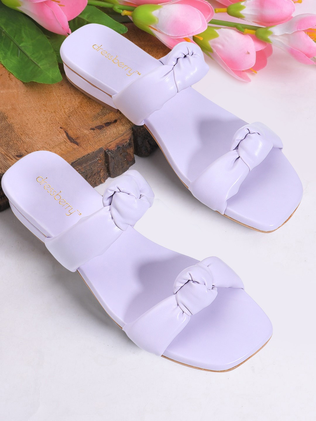 

DressBerry Women Open Toe Flats With Bows, Lavender