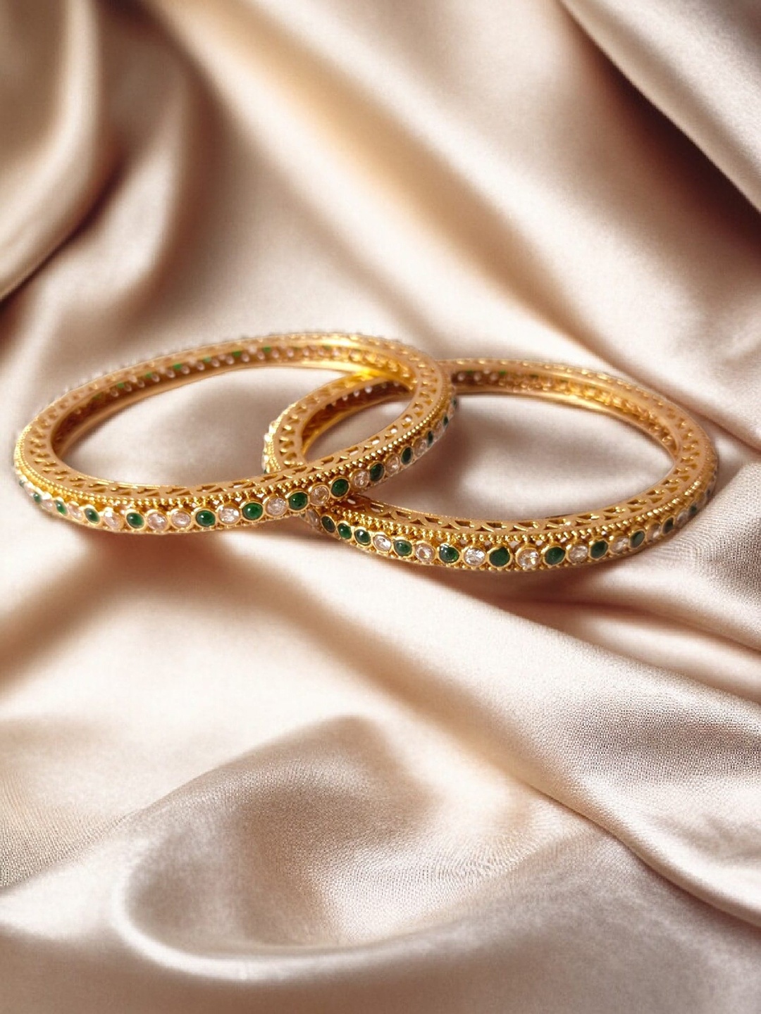 

Pihtara Jewels Women Set Of 2 Gold-Plated Stone Studded Bangle