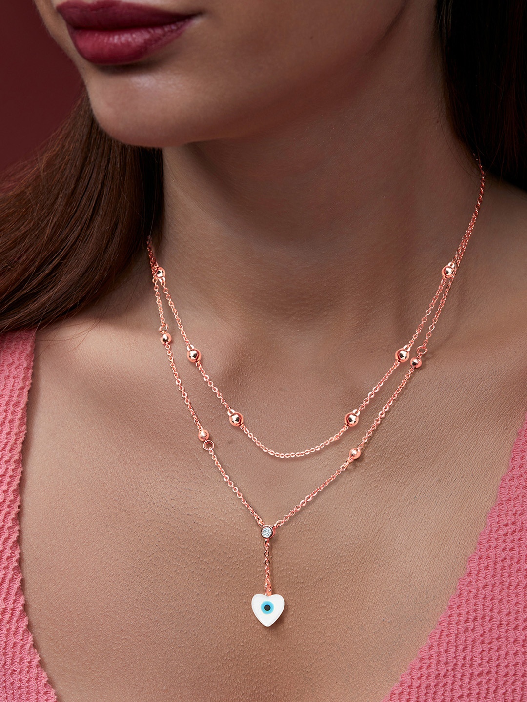 

MINUTIAE Women Brass Rose Gold-Plated Handcrafted Necklace