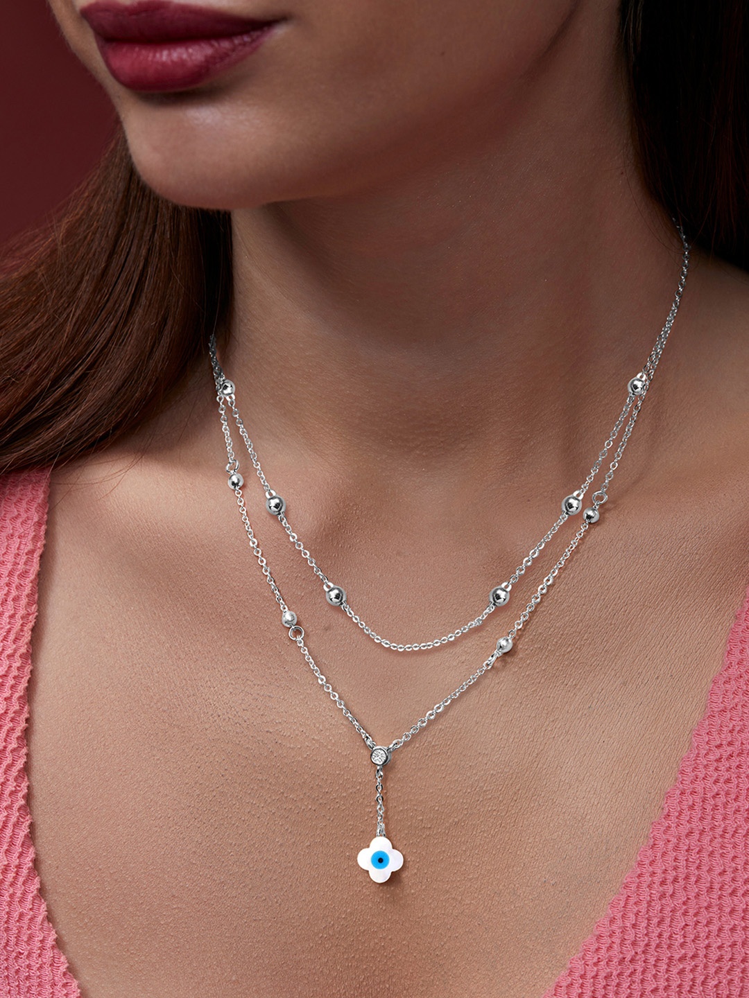 

MINUTIAE Brass Silver-Plated Handcrafted Necklace