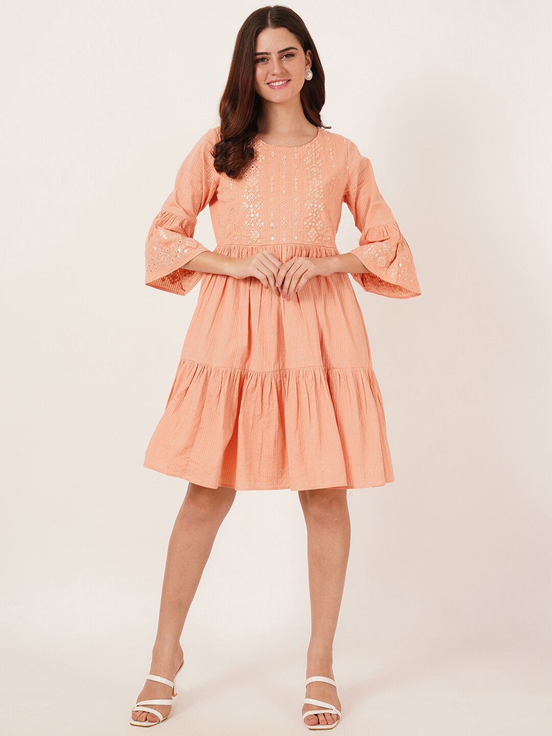 

IX IMPRESSION Bell Sleeve Fit & Flare Dress, Pink