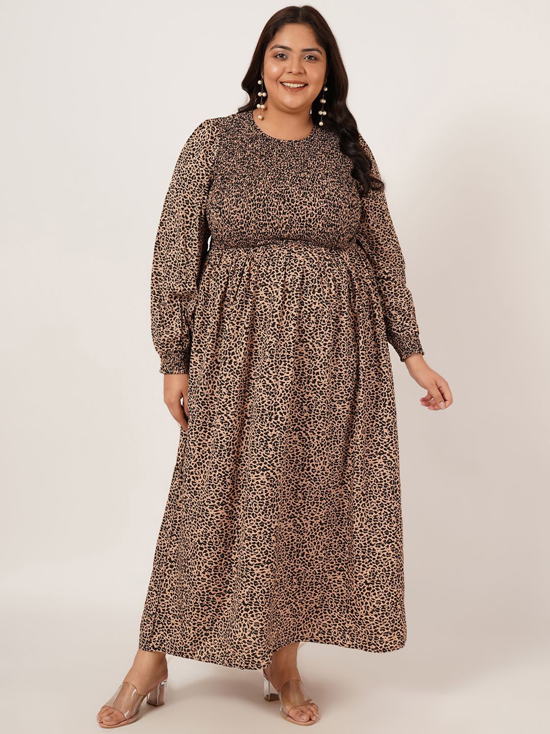 

IX IMPRESSION Floral Print Maxi Dress, Brown