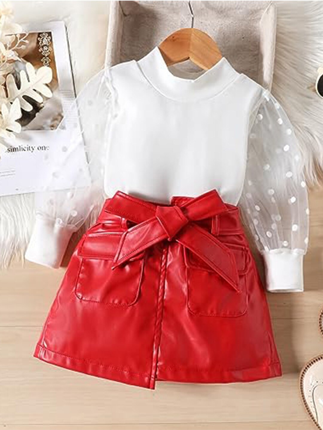 

Bold N Elegant Girls T-shirt with Skirt, Red