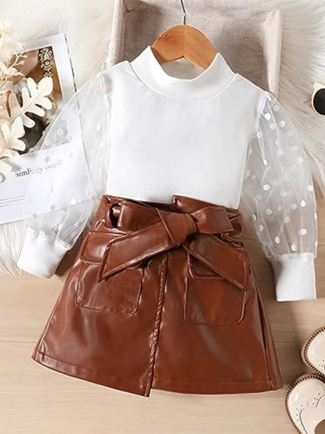 

Bold N Elegant Girls T-shirt with Skirt, Brown