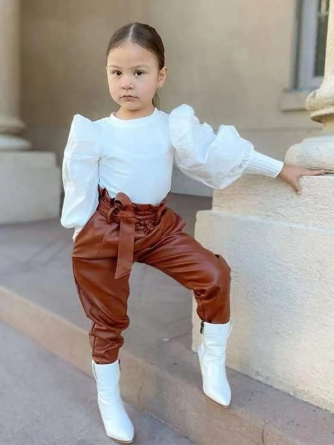 

Bold N Elegant Girls Top with Trousers, White