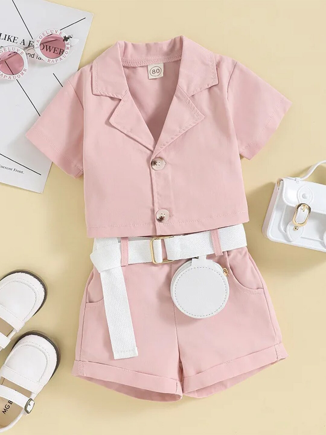 

Bold N Elegant Girls Coat with Shorts, Pink