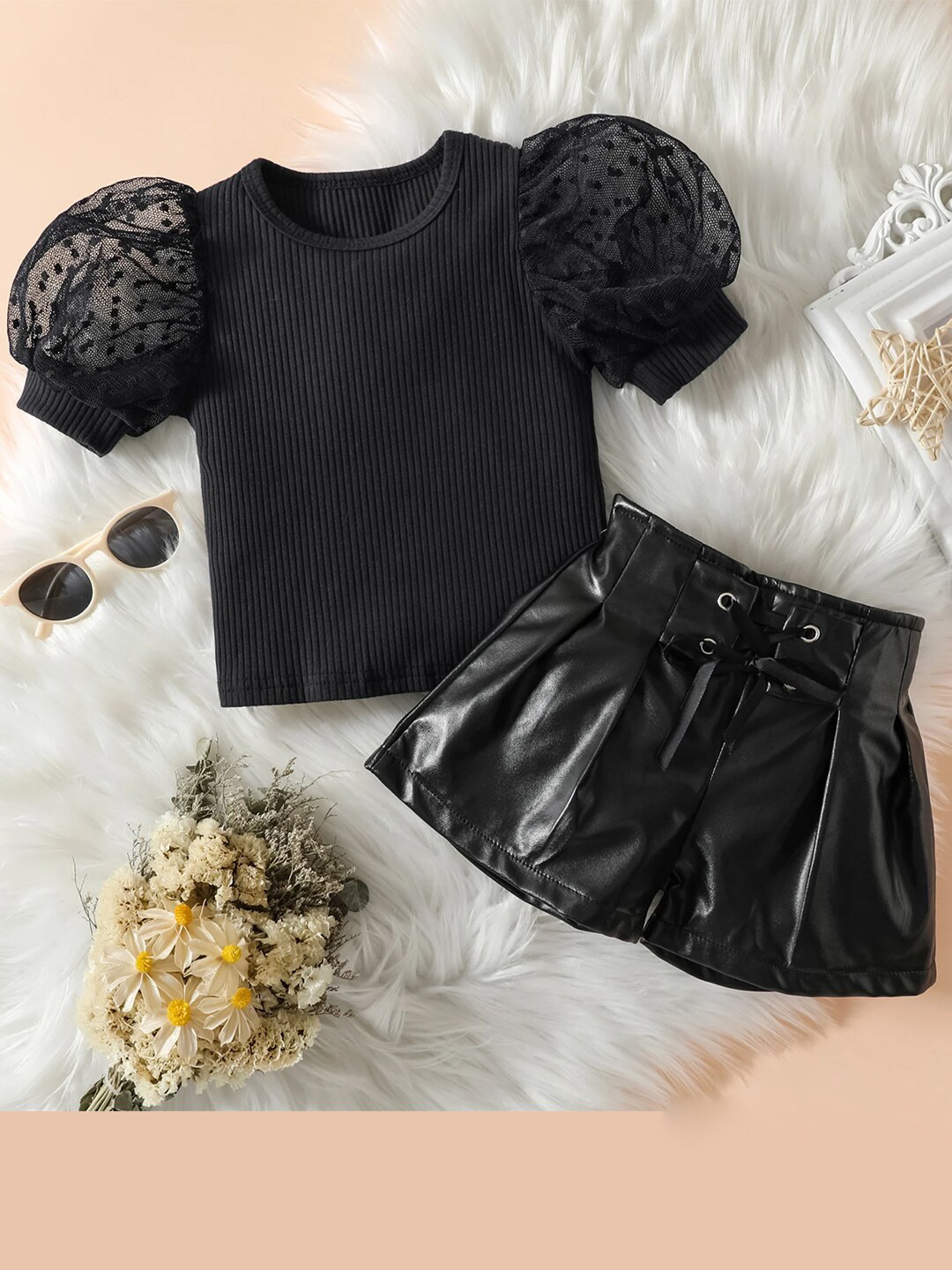 

Bold N Elegant Girls Top with Shorts, Black