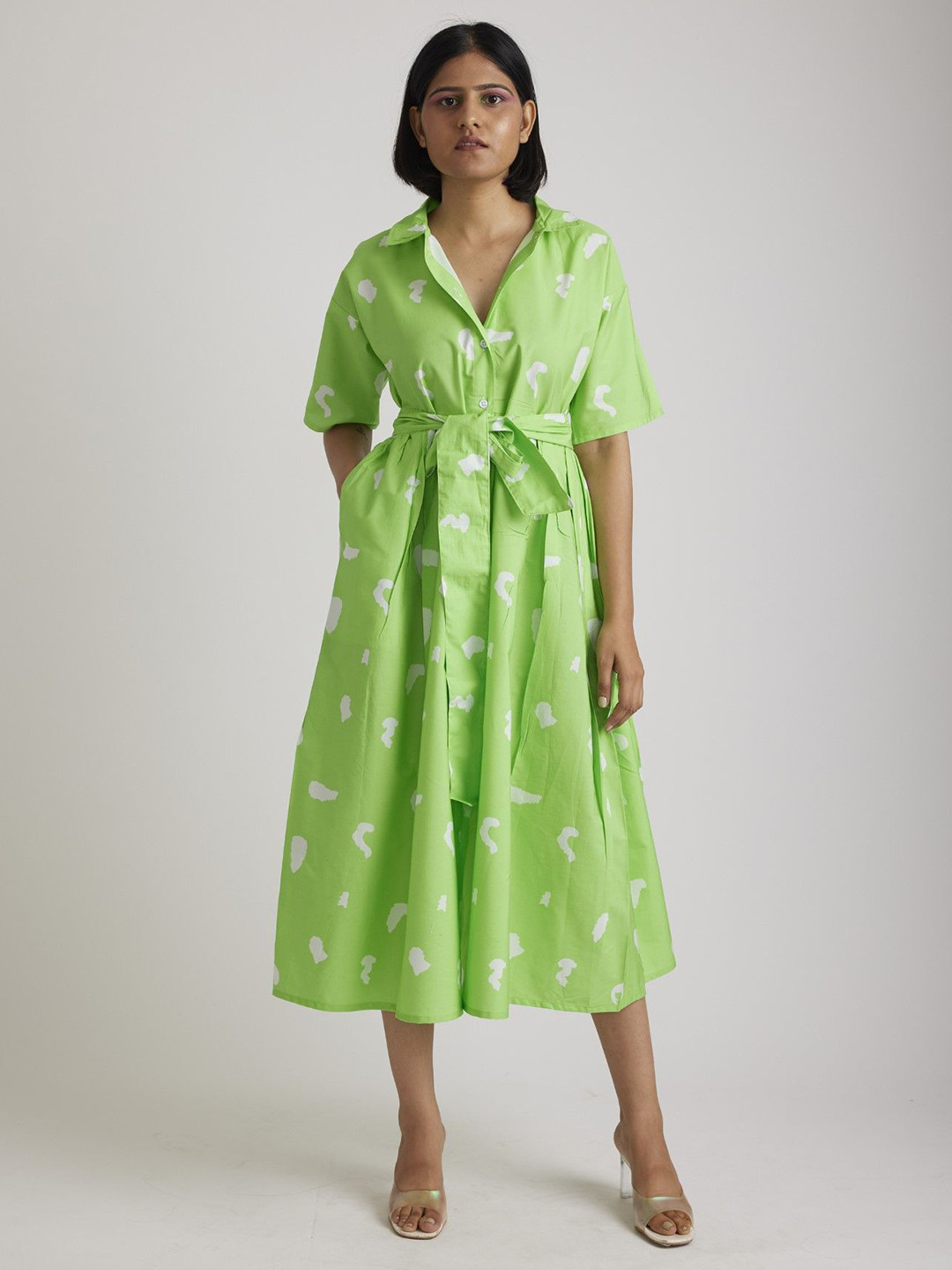 

RadhaRaman Floral Print A-Line Midi Dress, Green
