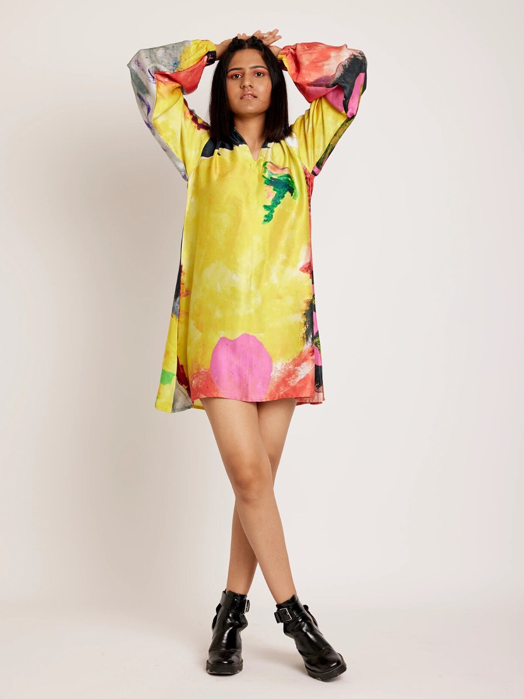 

RadhaRaman Print Satin A-Line Mini Dress, Multi