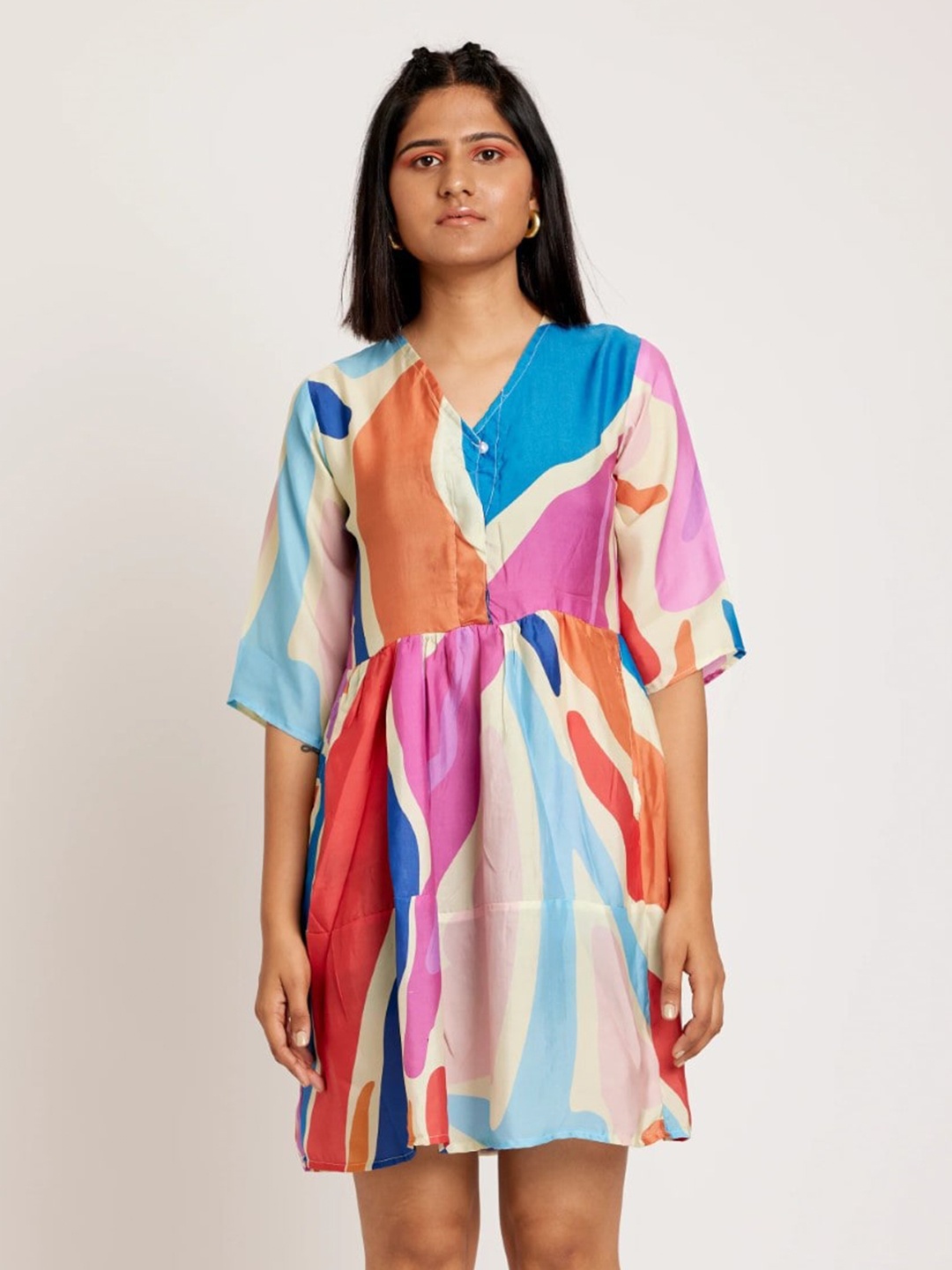 

RadhaRaman Print Satin A-Line Dress, Multi