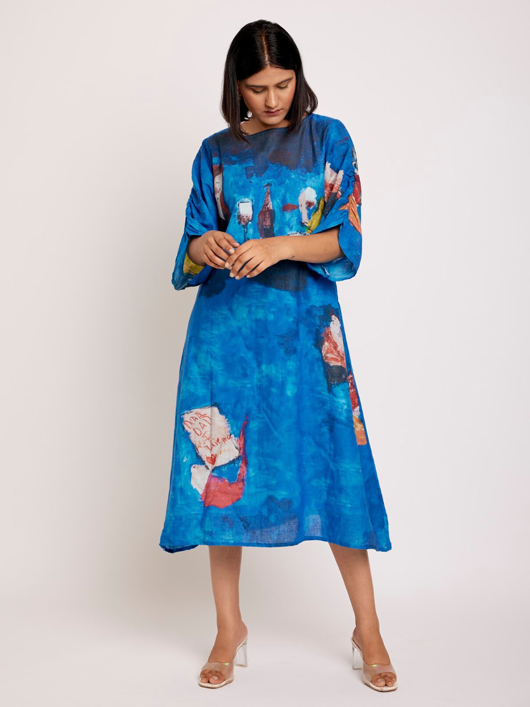 

RadhaRaman Tie and Dye Print A-Line Midi Dress, Multi