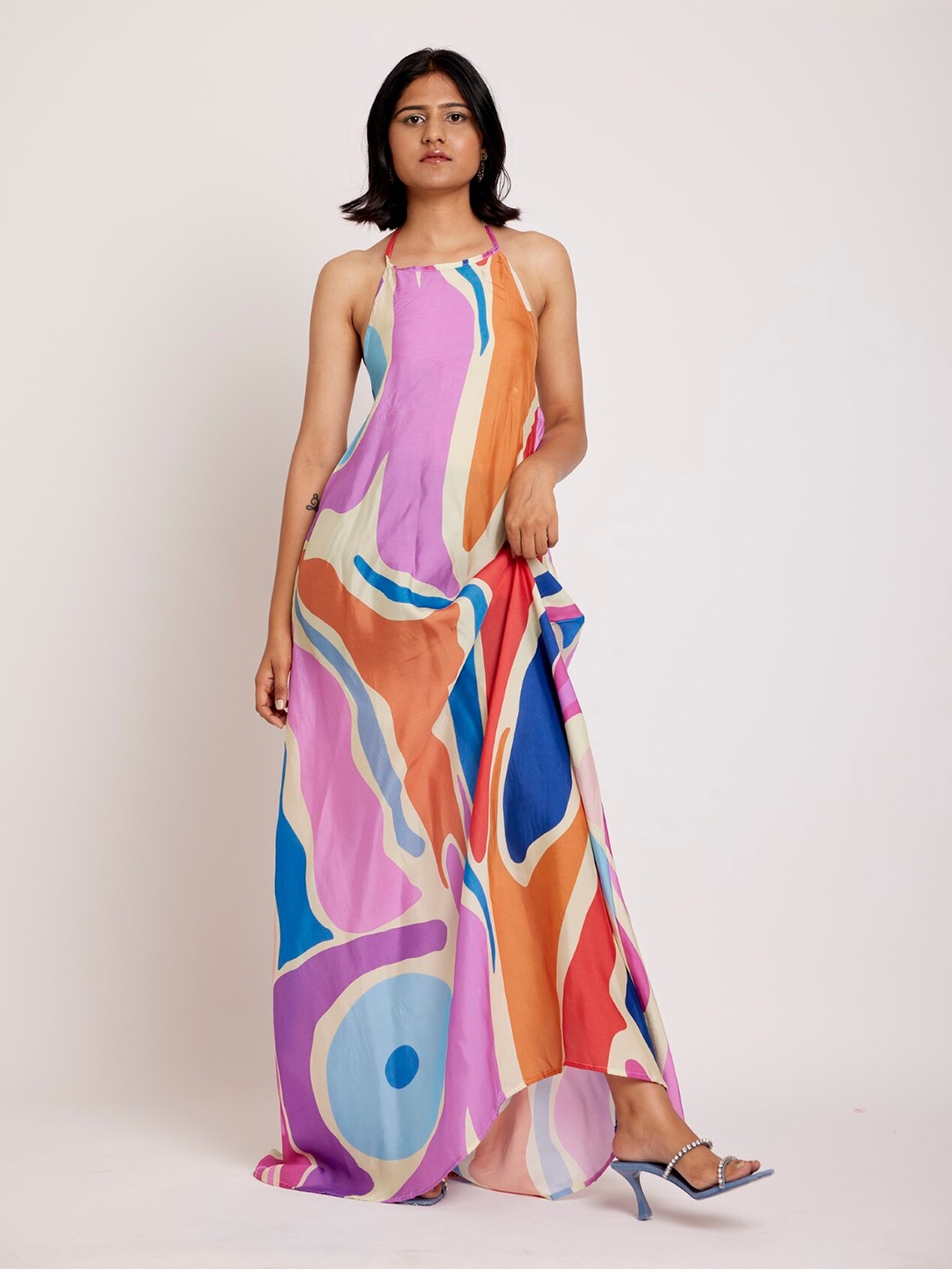 

RadhaRaman Print Satin Maxi Dress, Multi