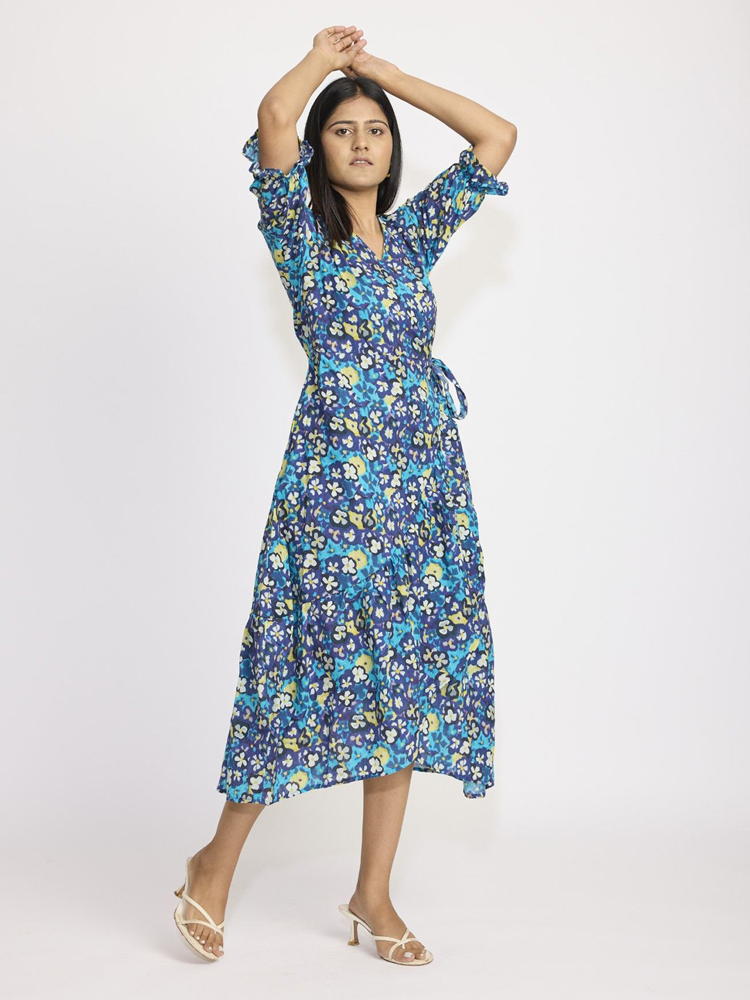 

RadhaRaman Floral Print A-Line Midi Dress, Blue