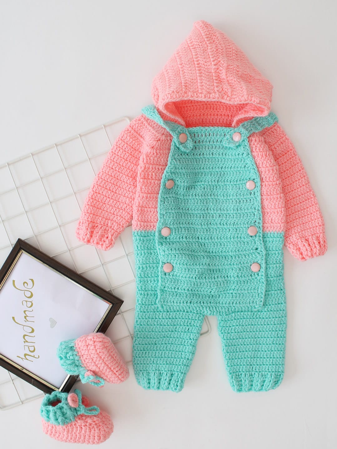 

Woonie Infants Self-Design Rompers, Green