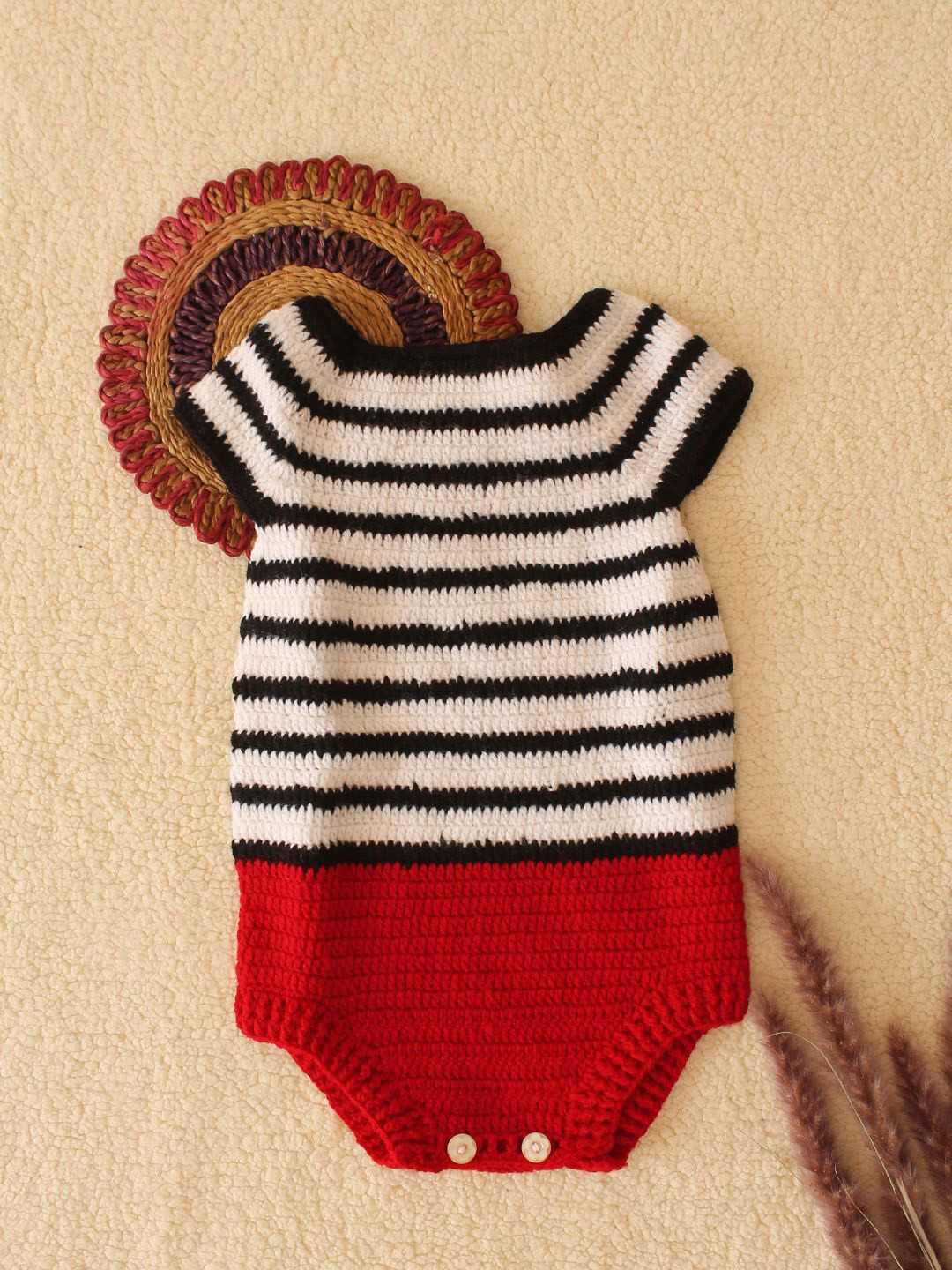 

Woonie Infants Striped Bodysuit, Red