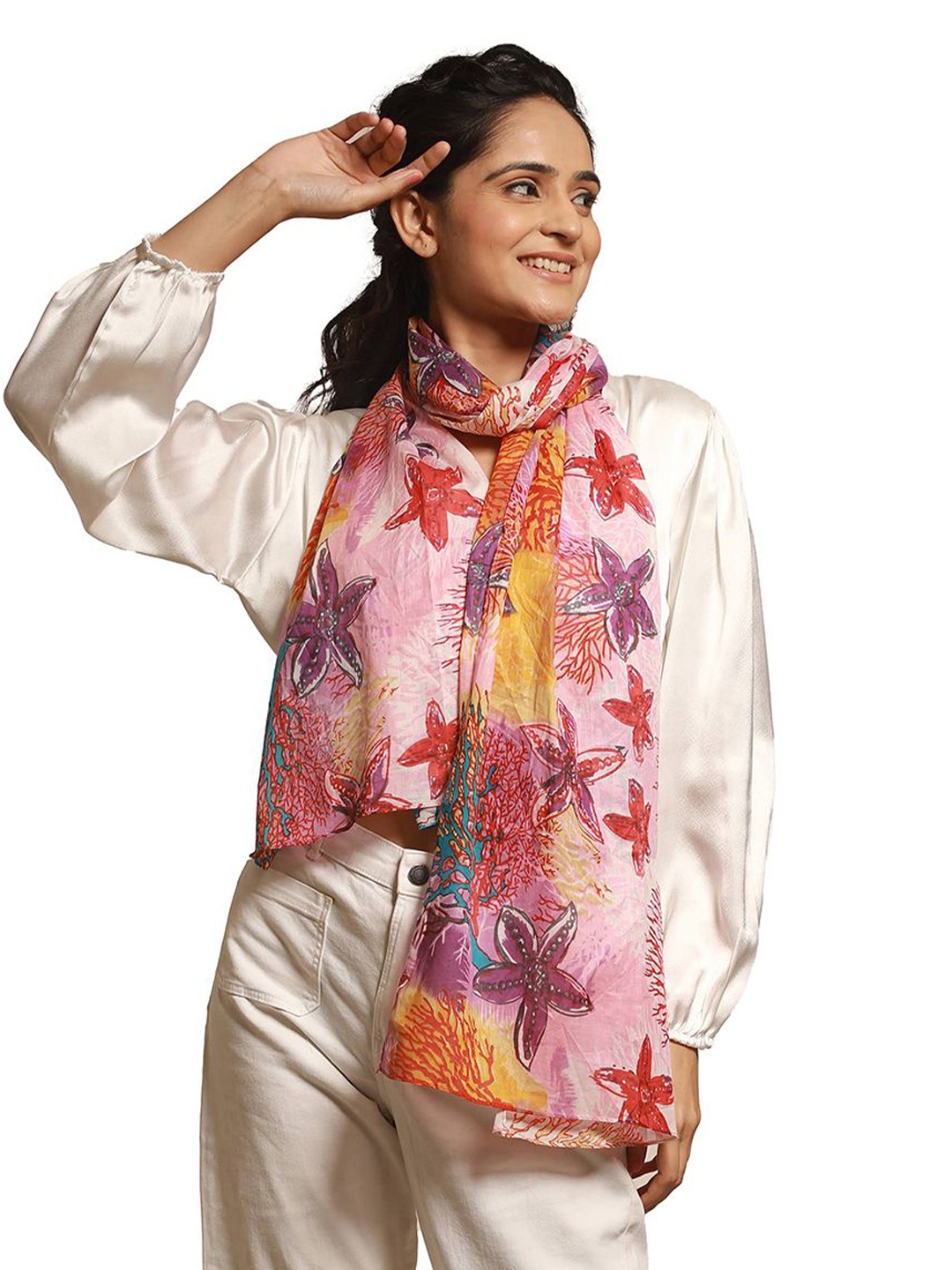 

CrossKulture Women Printed Scarf, Pink