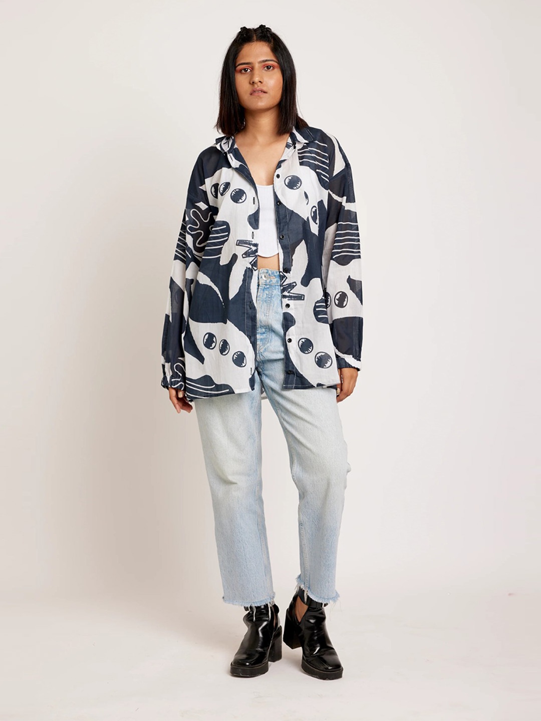 

RadhaRaman Women Premium Opaque Printed Casual Shirt, Multi