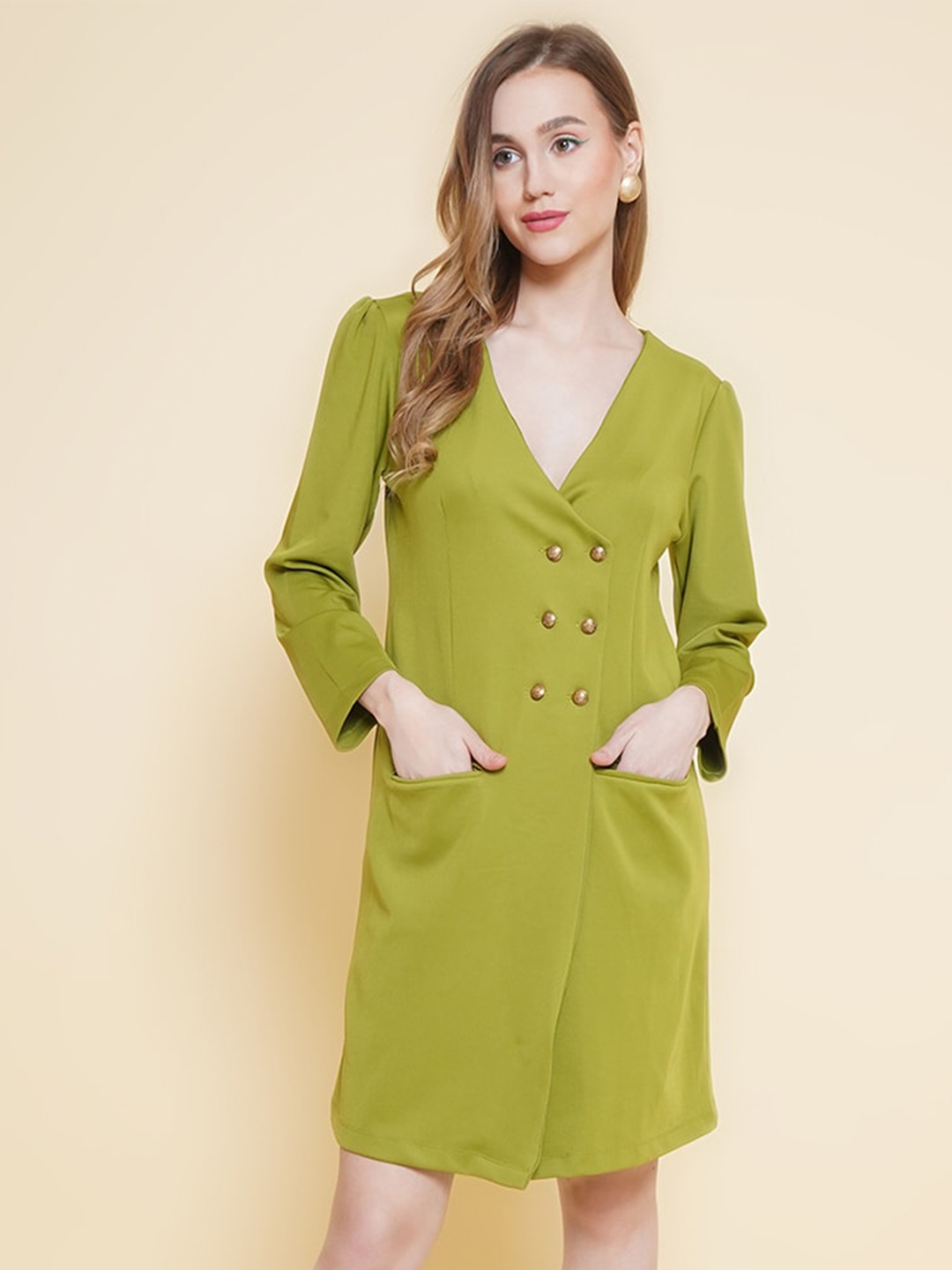 

BAESD Scuba Casual Blazer Dress, Green