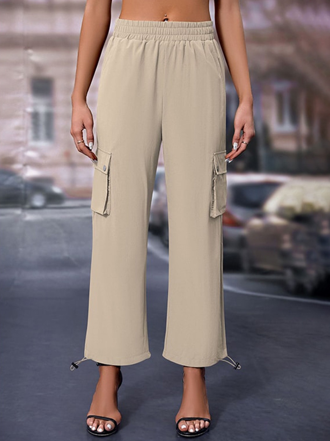 

StyleCast x Revolte Women Loose Fit Trousers, Beige