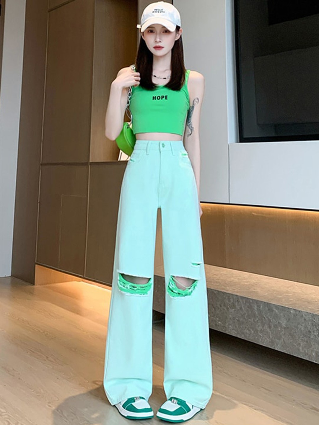 

StyleCast x Revolte Women Flared Jeans, Green