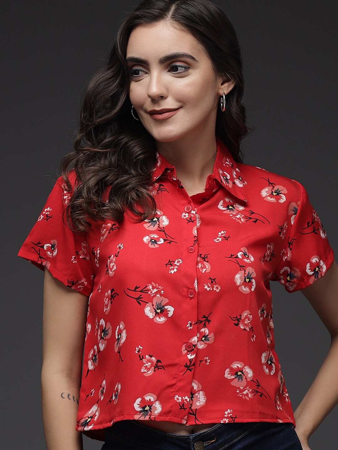 

TANDUL Women Comfort Floral Opaque Printed Casual Shirt, Red