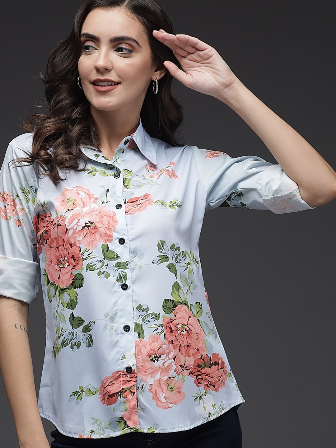 TANDUL Women Comfort Floral Opaque Printed Casual Shirt, Blue